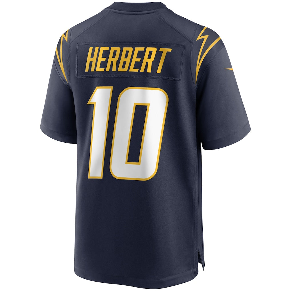 LA.Chargers #10 Justin Herbert Navy Alternate Game Jersey football jersey product view 1