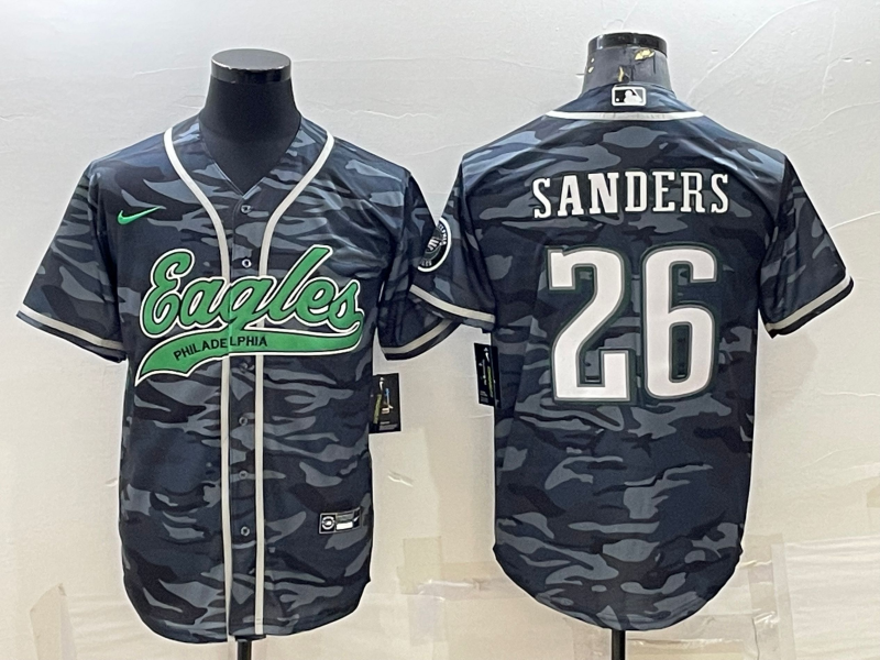 Men's Philadelphia Eagles Miles Sanders Grey Camouflage Game Jersey Joint Edition football jersey product view 1