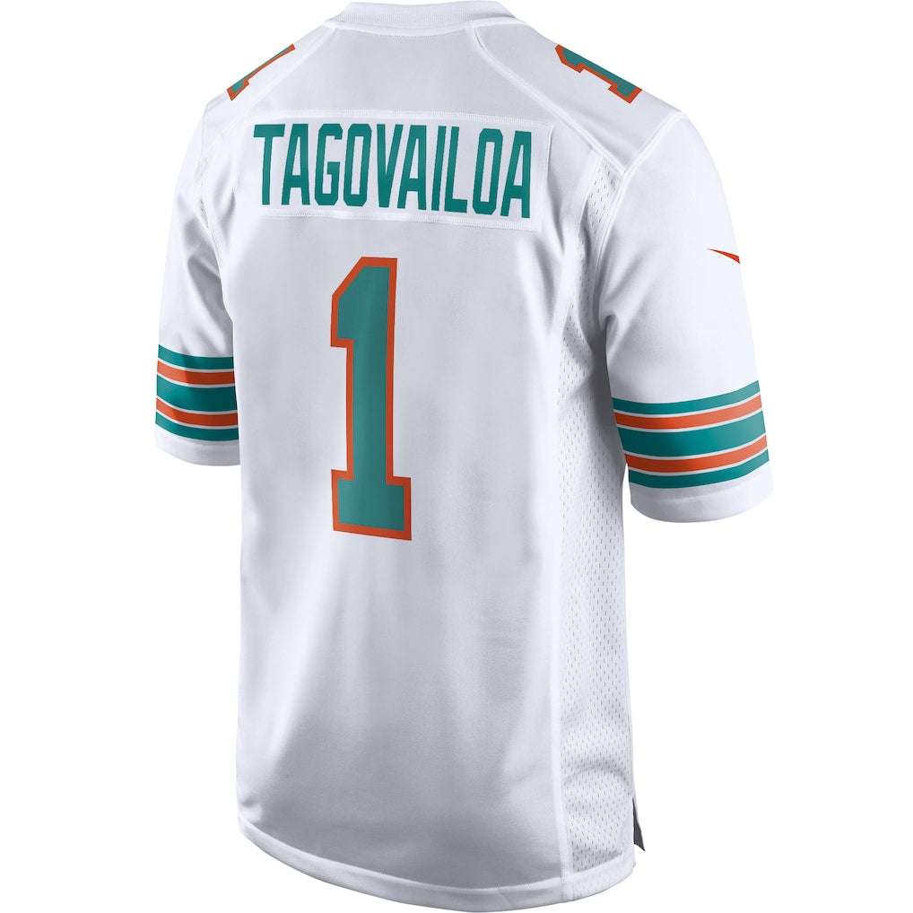M.Dolphins #1 Tua Tagovailoa White 2nd Alternate Game Jersey football jersey product view 1