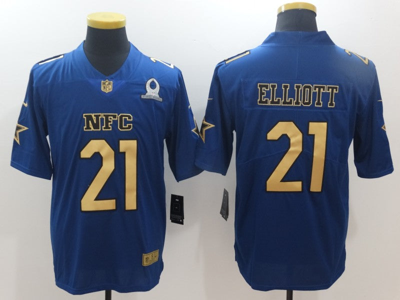 Men's Dallas Cowboys Ezekiel Elliott #21 Blue Game Player Jersey1 football jersey product view 1