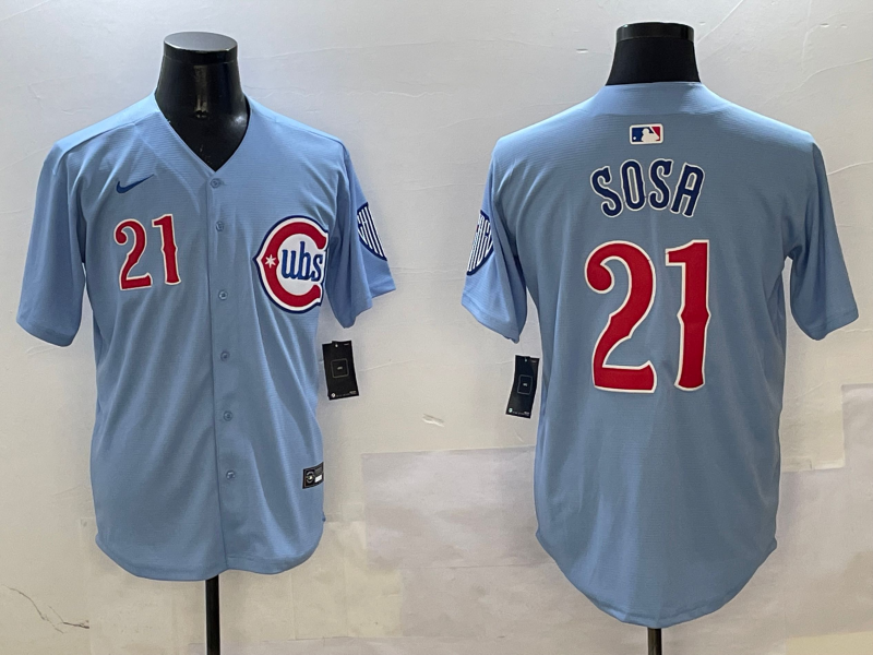 Men's Chicago Cubs Sammy Sosa Baby Blue 2nd Alternate Limited Player Jersey baseball jersey product view 1
