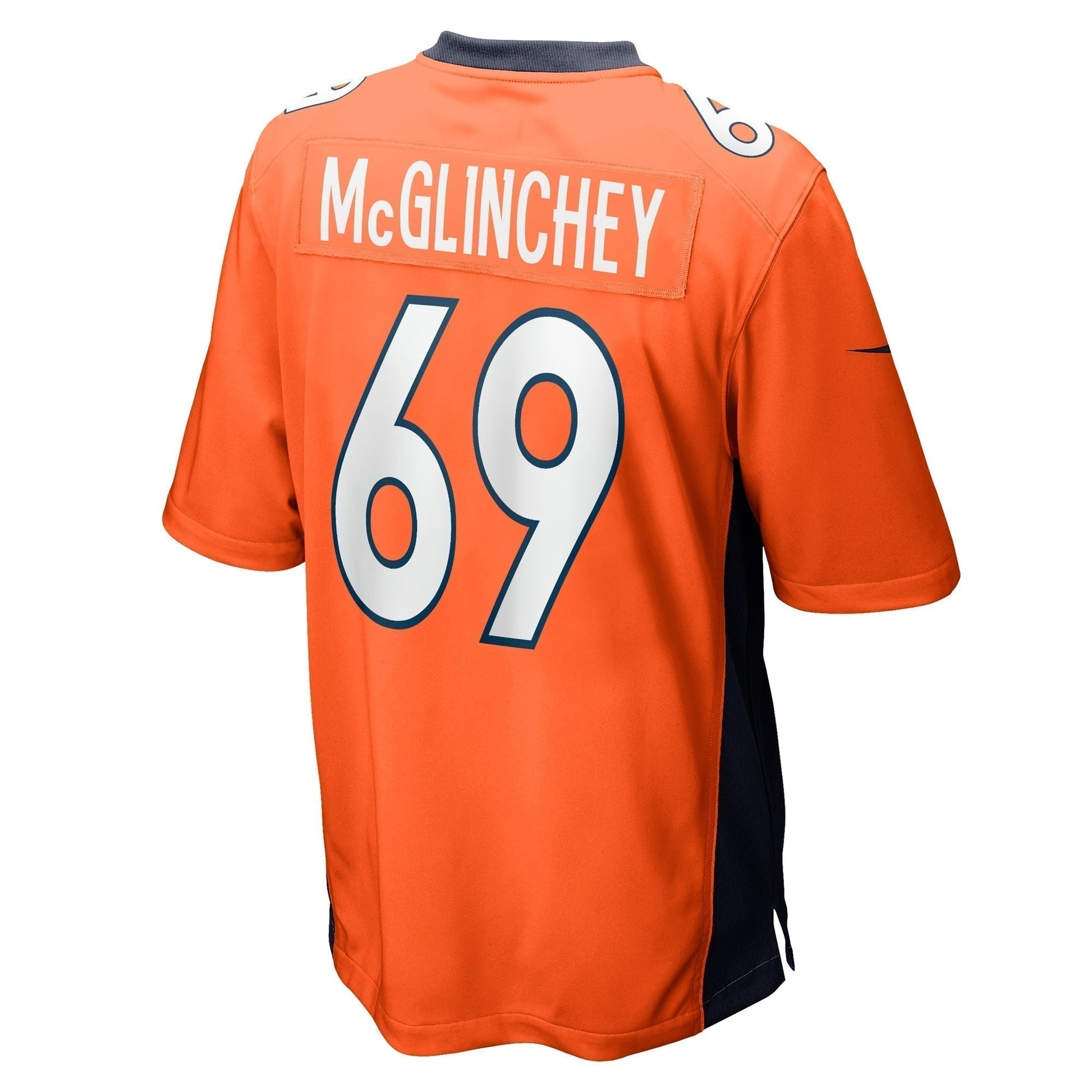 Mike McGlinchey Denver Broncos Game Jersey - Orange football jersey product view 3