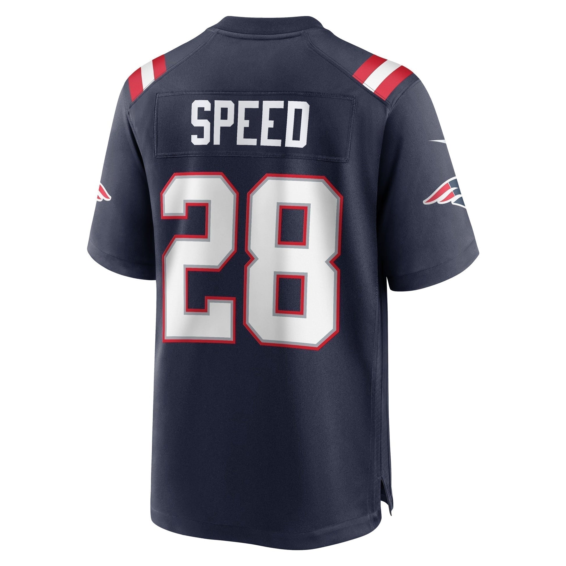 Ameer Speed New England Patriots Team Game Jersey - Navy football jersey product view 3