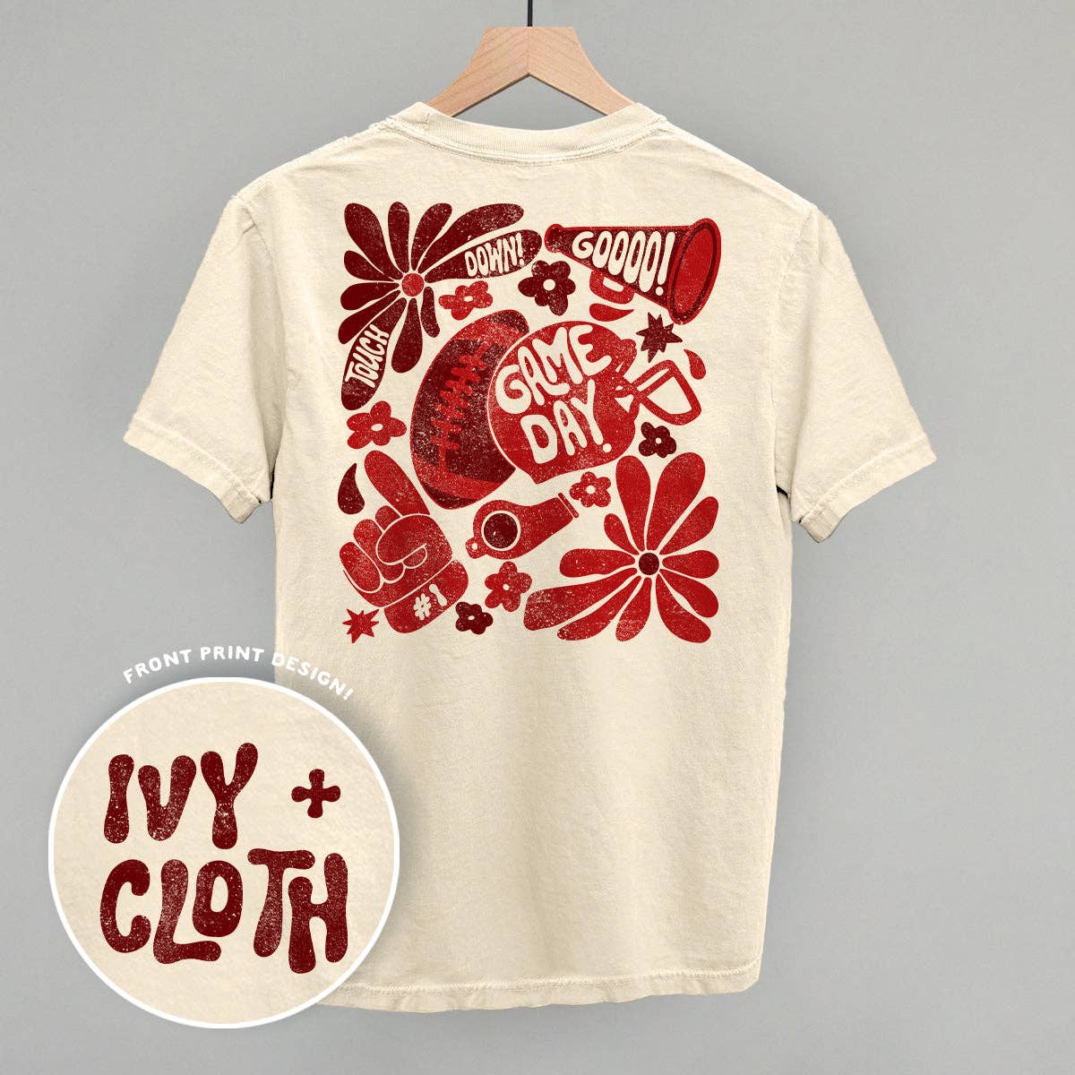 Floral Game Day Red (Back Print) Unisex T-shirt, Sweatshirt, Hoodie, Long Sleeve Tee - T-Shirt, Sweatshirt, Hoodie