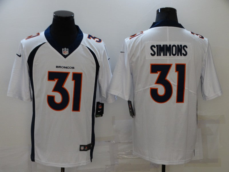 Men's Denver Broncos Justin Simmons White Game Jersey football jersey product view 1