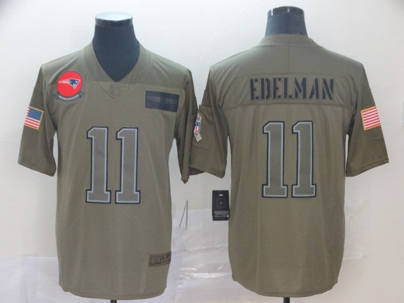 Men's New England Patriots Julian Edelman #11 Brown Game Jersey1 football jersey product view 1