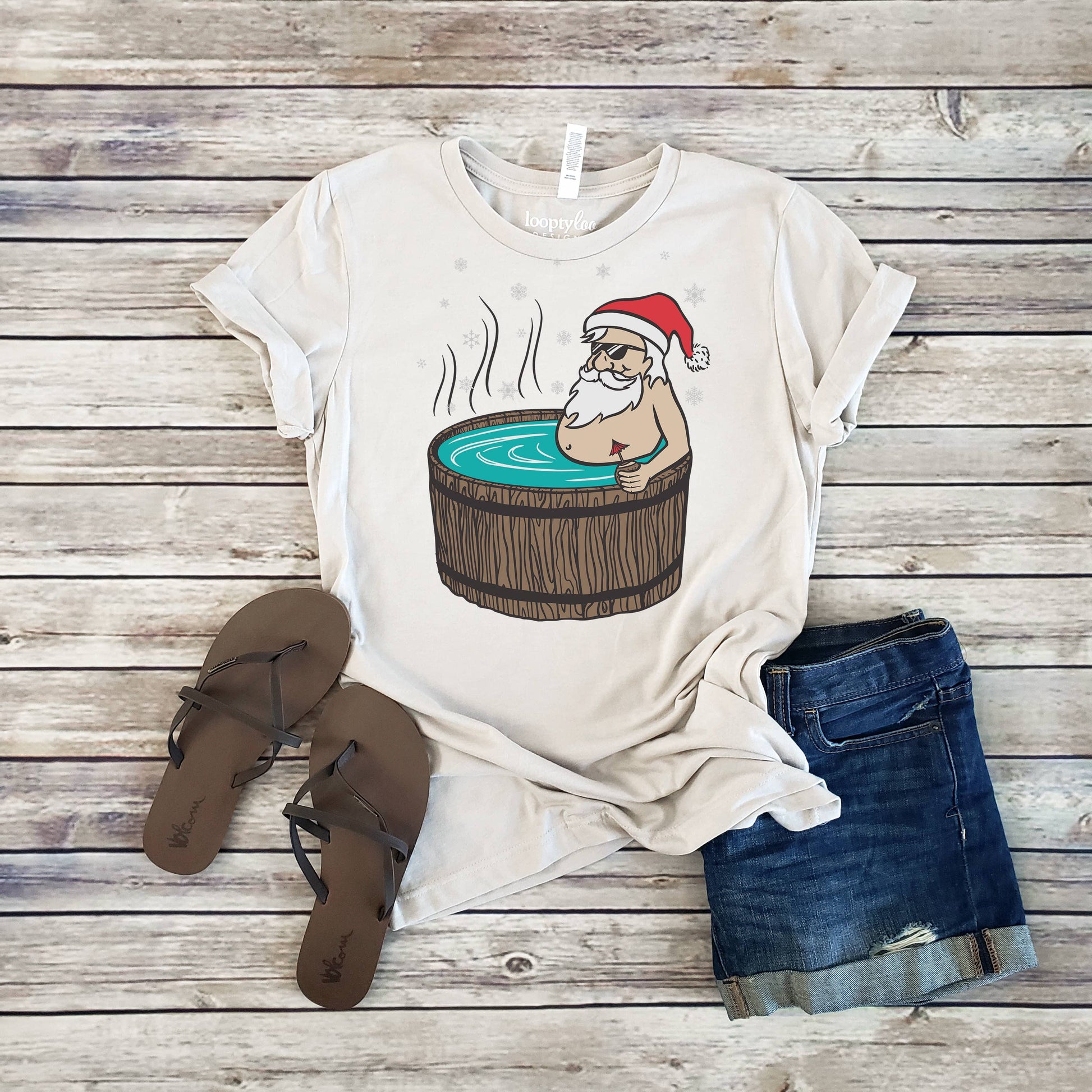 Hot Tub Santa Tee | Christmas | Sizes XS-2XL Unisex T-shirt, Sweatshirt, Hoodie, Long Sleeve Tee - T-Shirt, Sweatshirt, Hoodie