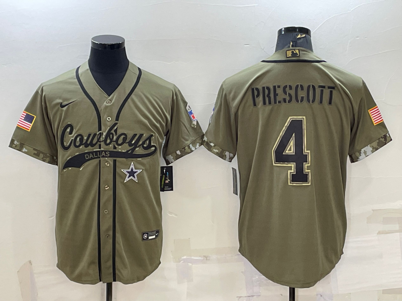 Men's Dallas Cowboys Dak Prescott Olive 2022 Salute To Service Limited Jersey Joint Edition football jersey product view 1