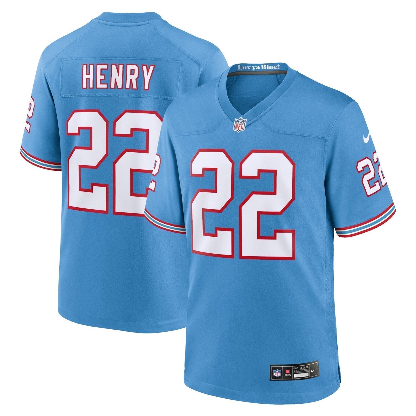 Derrick Henry Tennessee Titans Oilers Throwback Alternate Game Jersey - Light Blue football jersey product view 1