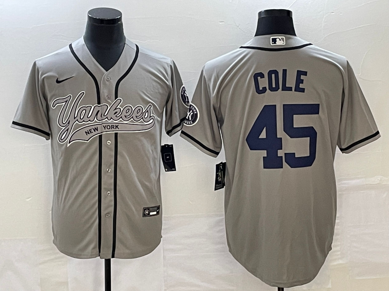Men's New York Yankees Gerrit Cole #45 Gray Player Jersey Joint Edition baseball jersey product view 1