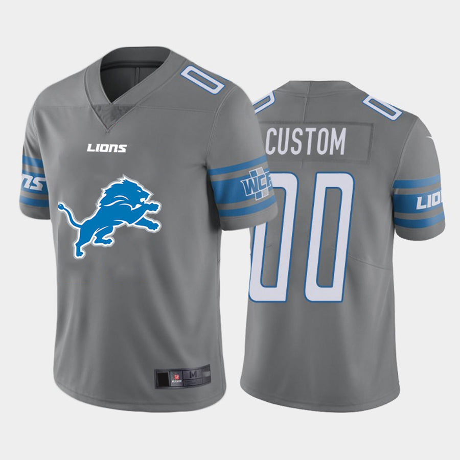 Custom1 Detroit Lions Gray Team Big Logo Vapor Untouchable Limited Jersey1 Stitched American Football Jerseys football jersey product view 1