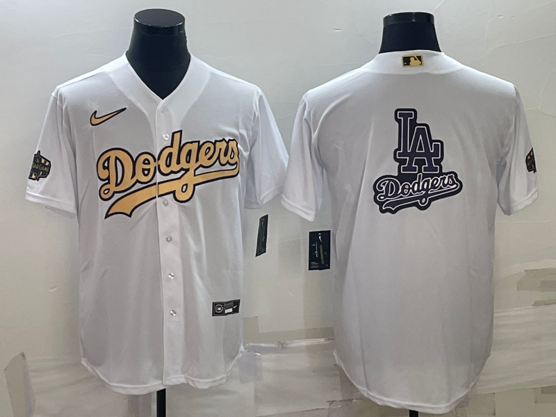 Men's Los Angeles Dodgers White Blank Replica Jersey baseball jersey product view 1