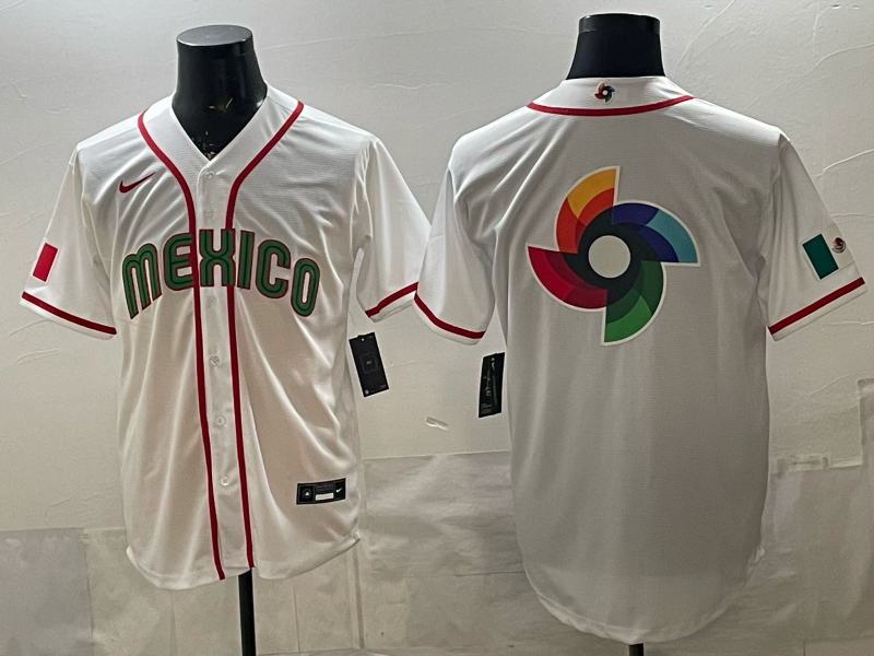 Men's Mexico Baseball White 2026 World Baseball Classic Player Jersey baseball jersey product view 1