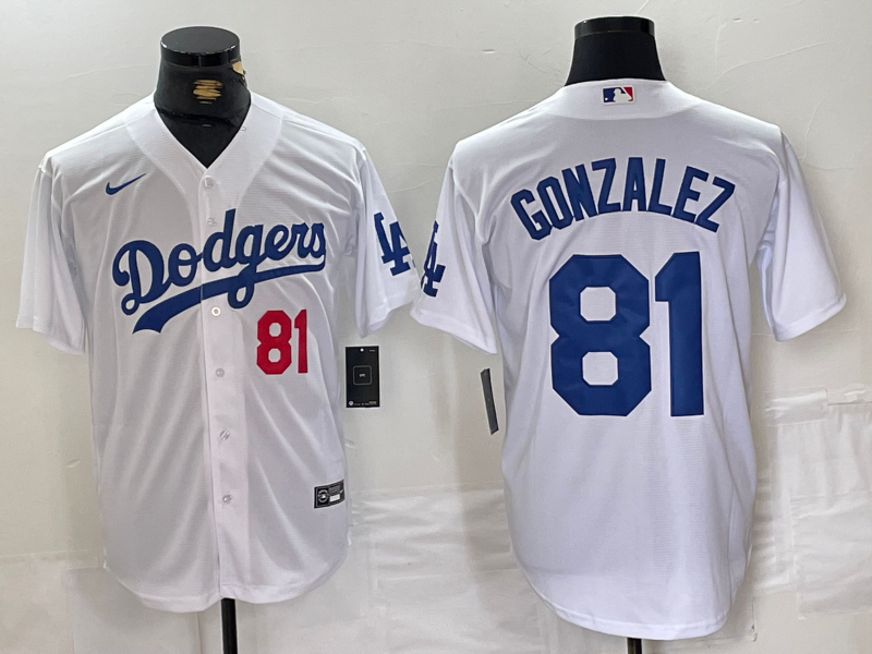 Men's Los Angeles Dodgers Victor Gonzalez #81 White Home Limited Player Jersey baseball jersey product view 1