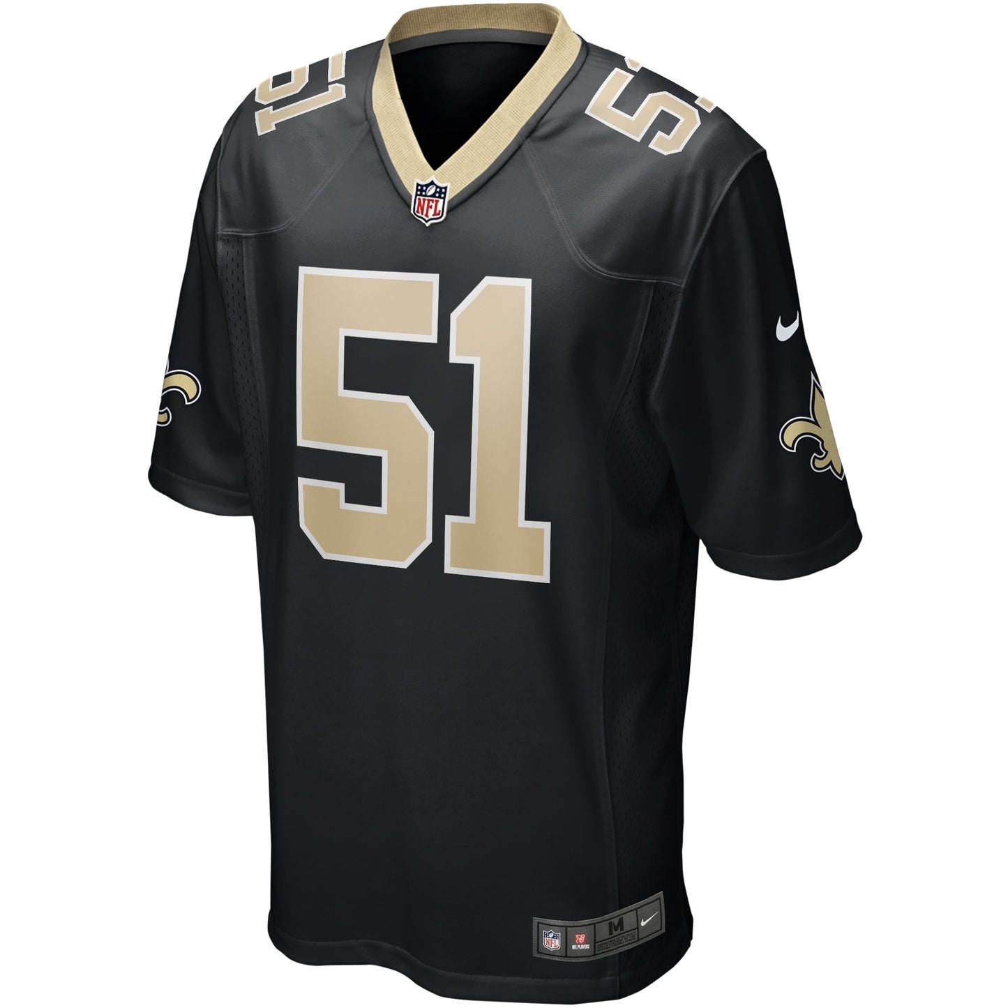 Cesar Ruiz New Orleans Saints Game Jersey - Black football jersey product view 2