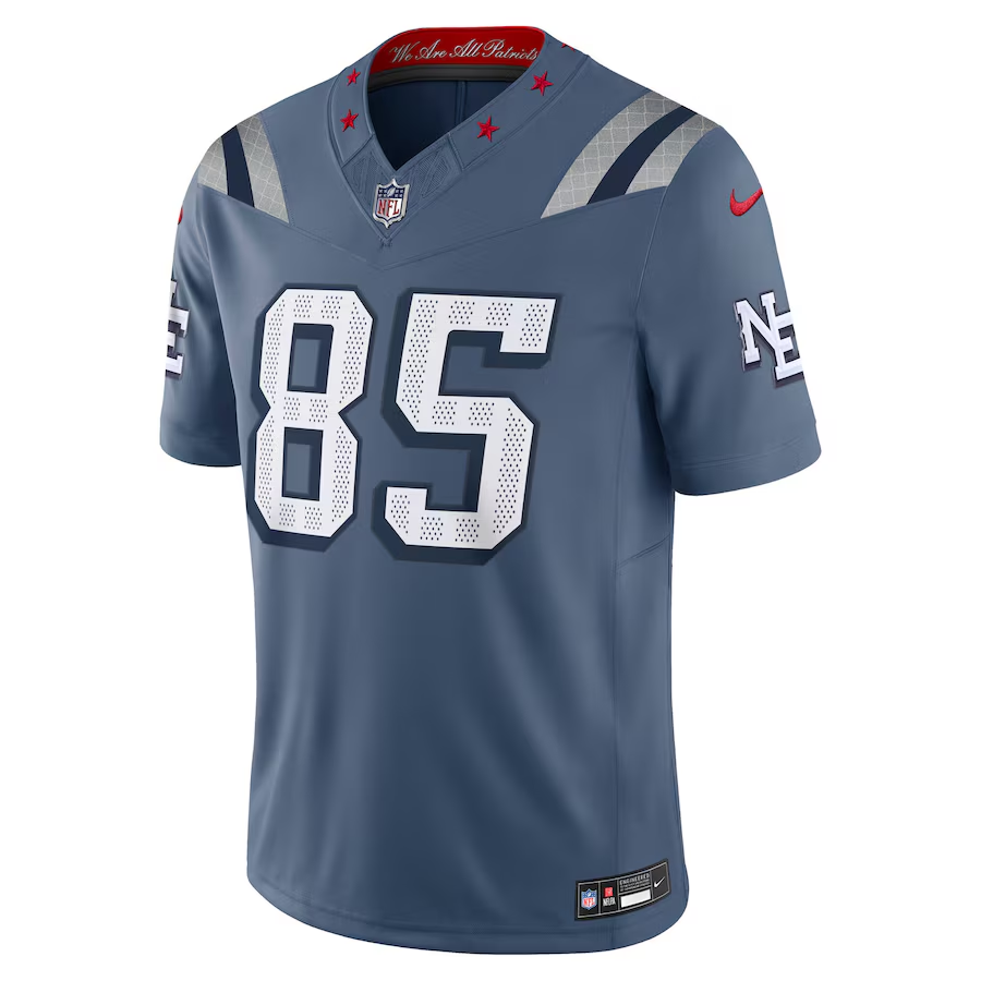 Men's New England Patriots Hunter Henry Storm Blue 2025 Rivalries Collection Limited Jersey football jersey product view 2