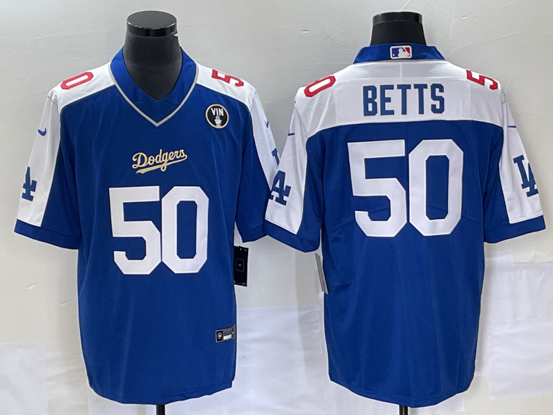 Men's Los Angeles Dodgers Mookie Betts Blue Alternate Player Jersey baseball jersey product view 1