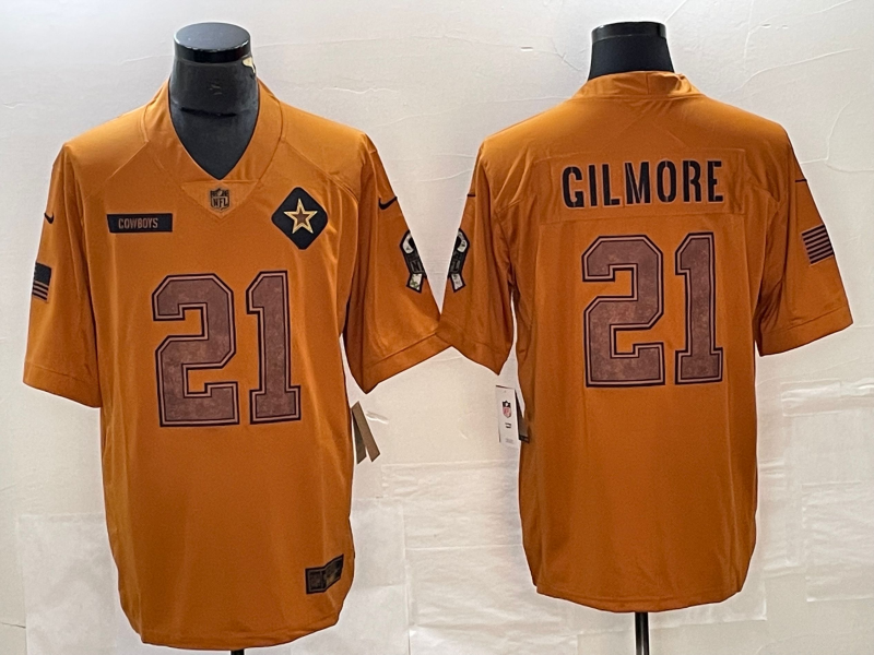 Men's Dallas Cowboys Stephon Gilmore #21 Brown 2023 Salute To Service Retired Player Limited Jersey1 football jersey product view 1