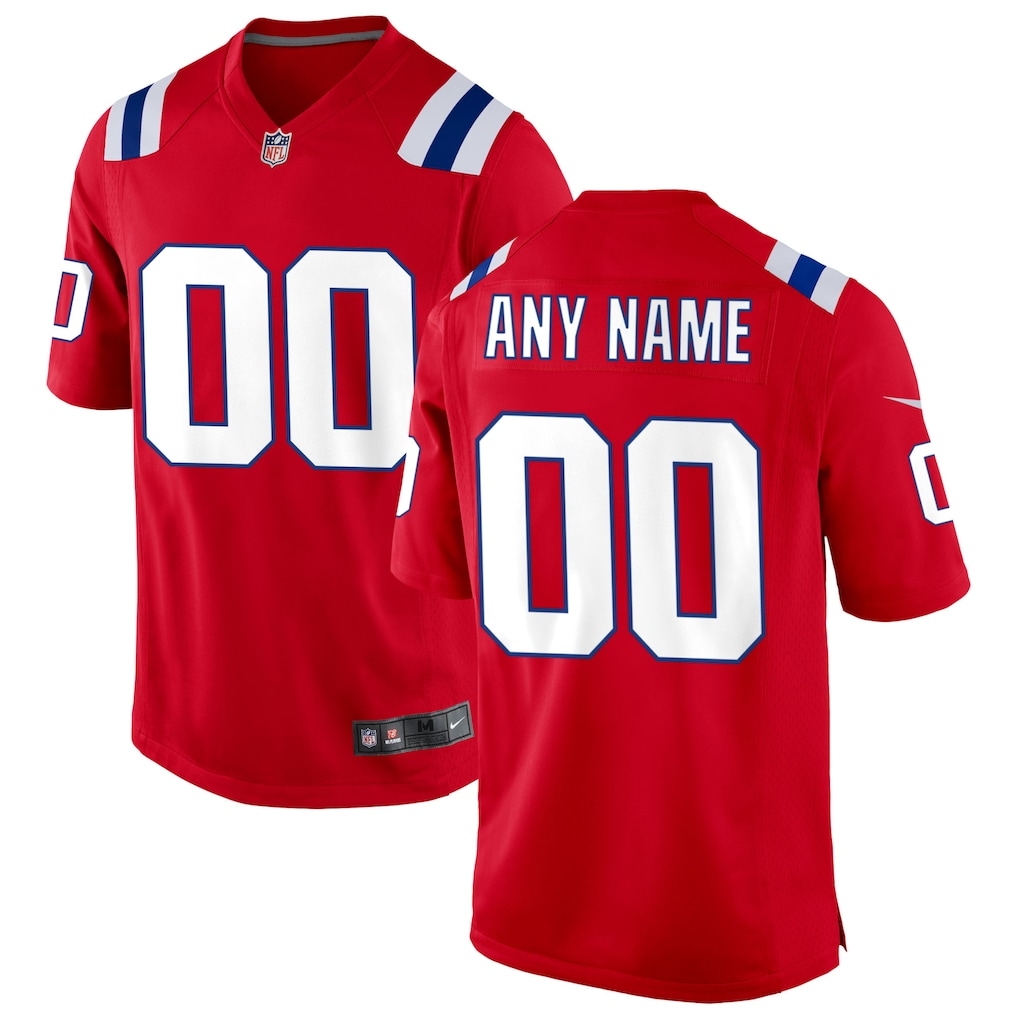 Men's New England Patriots Red Alternate Custom Game Jersey football jersey product view 1