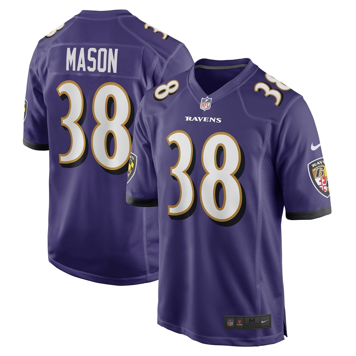 Ben Mason Baltimore Ravens Game Jersey - Purple football jersey product view 1
