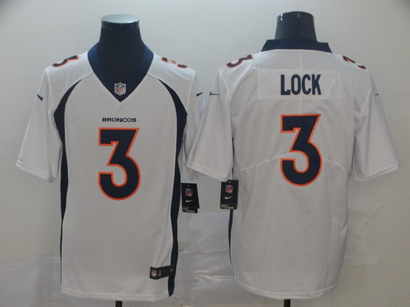 Men's Denver Broncos Drew Lock #3 White Game Jersey1 football jersey product view 1