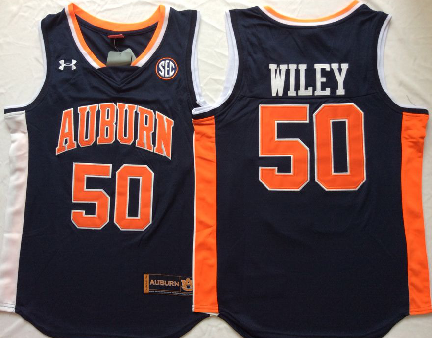 Men's Auburn Tigers Austin Wiley #50 Navy Player Game Jersey sports jersey product view 1