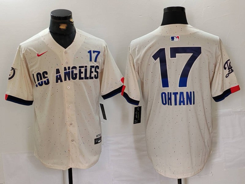 Men's Los Angeles Dodgers Shohei Ohtani Cream 2024 City Connect Player Jersey baseball jersey product view 1