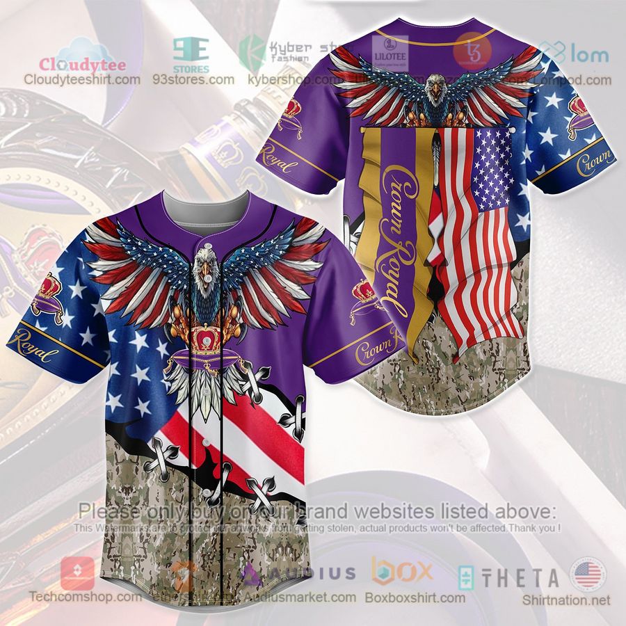 HOT Eagle United States Flag Crown Royal purple Baseball Jersey Shirt Unisex T-shirt, Sweatshirt, Hoodie, Long Sleeve Tee - T-Shirt, Sweatshirt, Hoodie