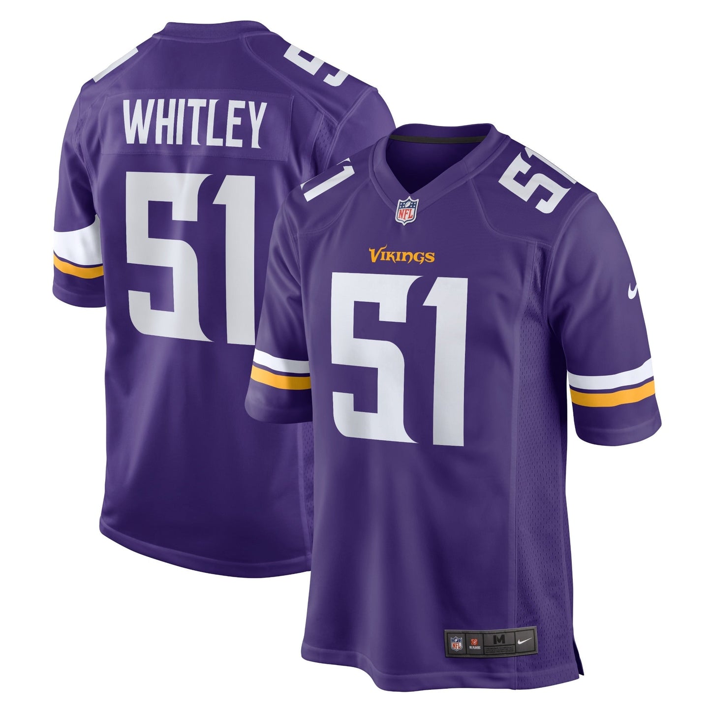 Benton Whitley Minnesota Vikings Home Game Jersey - Purple football jersey product view 1
