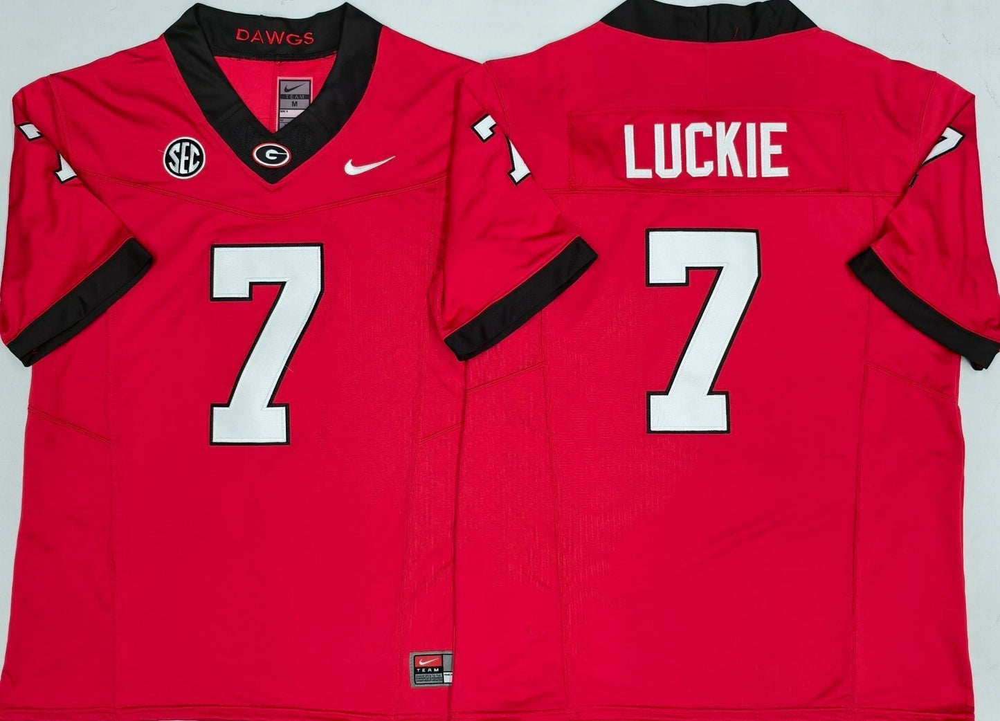 Men's Georgia Bulldogs Lawson Luckie Red Player Game Jersey sports jersey product view 1