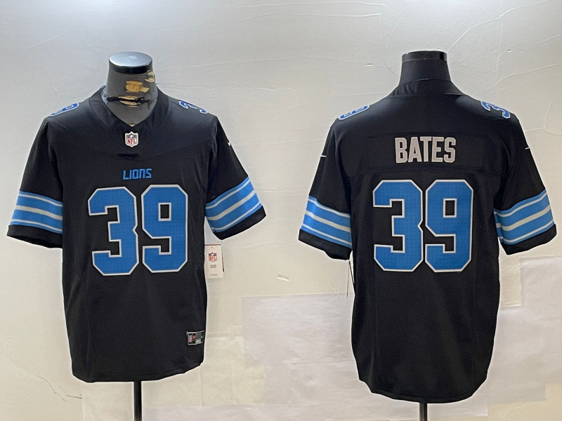 Men's Detroit Lions Jake Bates Black Team Game Jersey football jersey product view 1