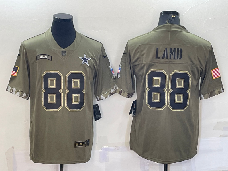 Men's Dallas Cowboys CeeDee Lamb Olive 2022 Salute To Service Limited Jersey football jersey product view 1