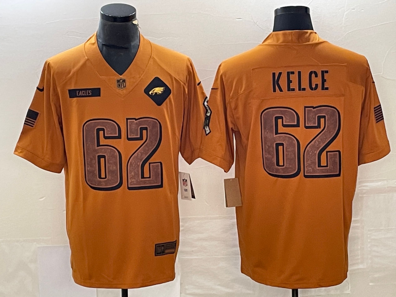 Men's Philadelphia Eagles Jason Kelce Brown 2023 Salute To Service Retired Player Limited Jersey football jersey product view 1