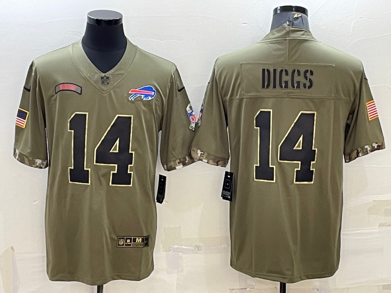 Men's Buffalo Bills Stefon Diggs #14 Olive 2022 Salute To Service Limited Jersey1 football jersey product view 1