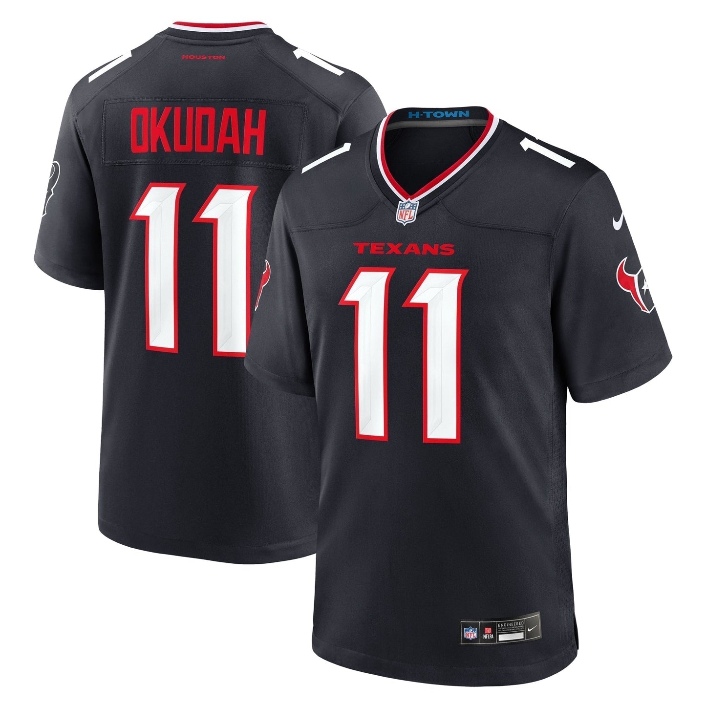 Jeff Okudah Houston Texans Team Game Jersey - Navy football jersey product view 1