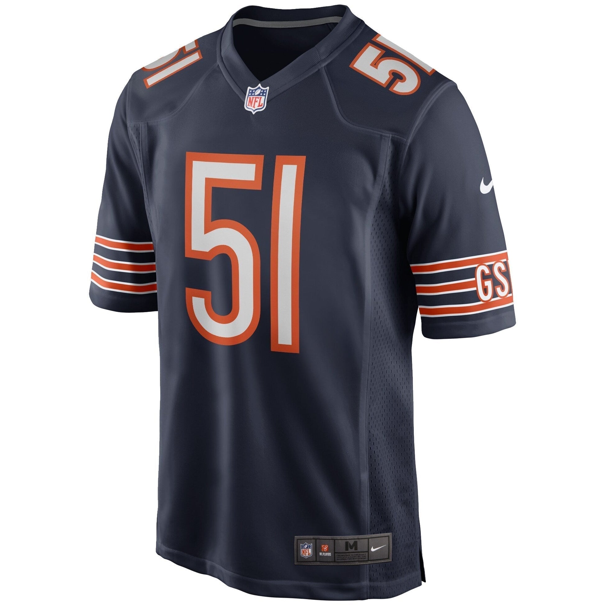 Dick Butkus Chicago Bears Game Retired Jersey - Navy football jersey product view 2