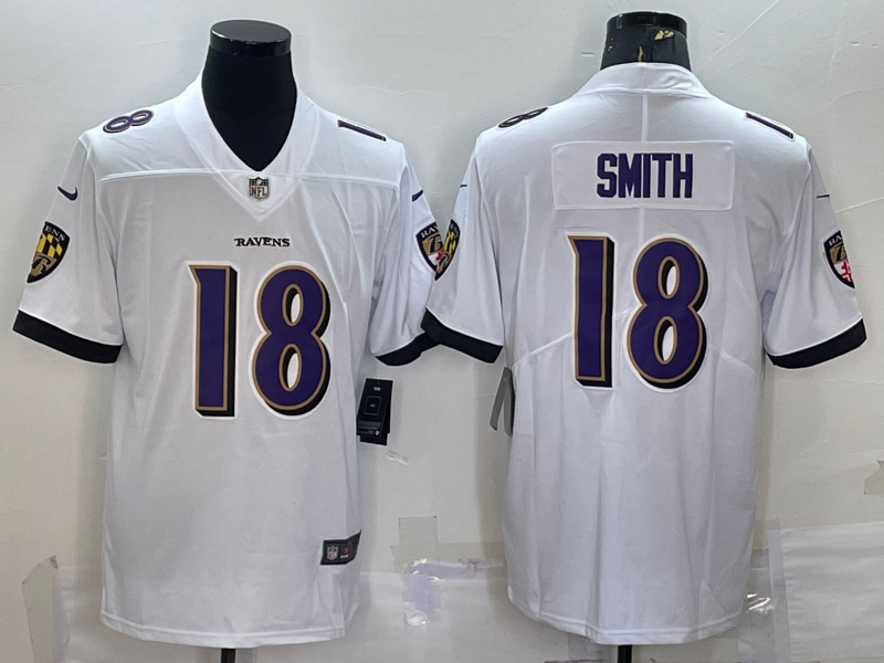 Men's Baltimore Ravens Roquan Smith #18 White Game Jersey1 football jersey product view 1