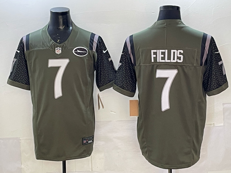 Men's New York Jets Justin Fields Gotham Green 2025 Rivalries Collection Game Jersey football jersey product view 1