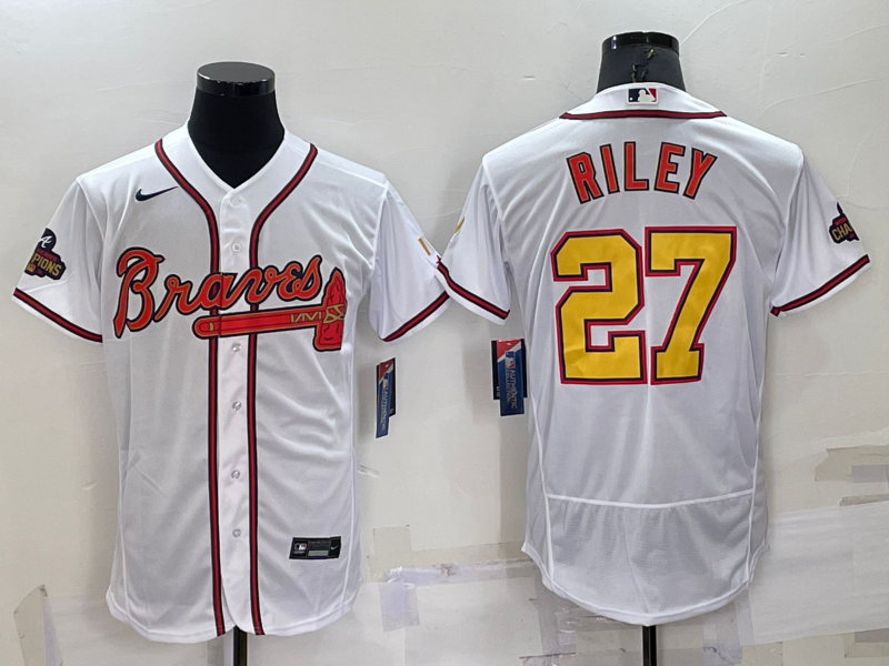 Men's Atlanta Braves Austin Riley White Champion Edition Stitched Jersey baseball jersey product view 1