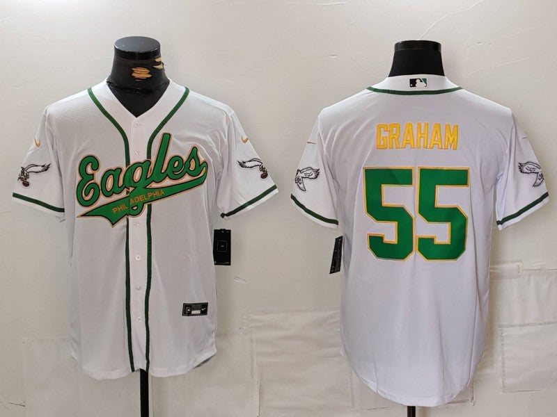 Men's Philadelphia Eagles Brandon Graham #55 White Player Jersey1 football jersey product view 1
