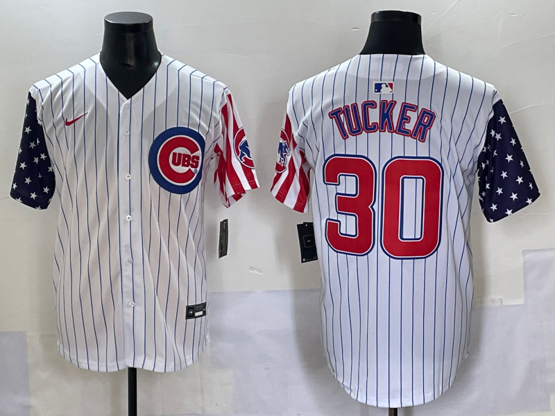 Men's Chicago Cubs Kyle Tucker White Replica Player Jersey baseball jersey product view 1
