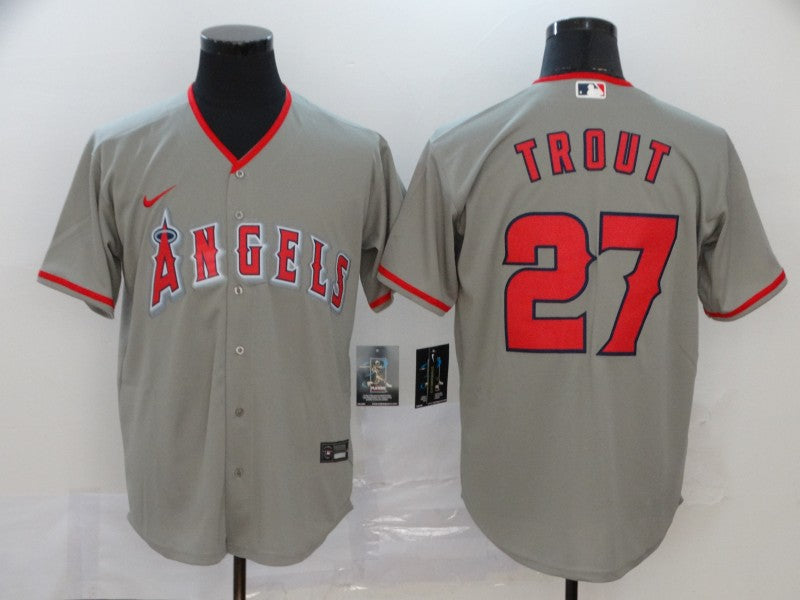Men's Los Angeles Angels Mike Trout Gray Sewn Player Jersey baseball jersey product view 1