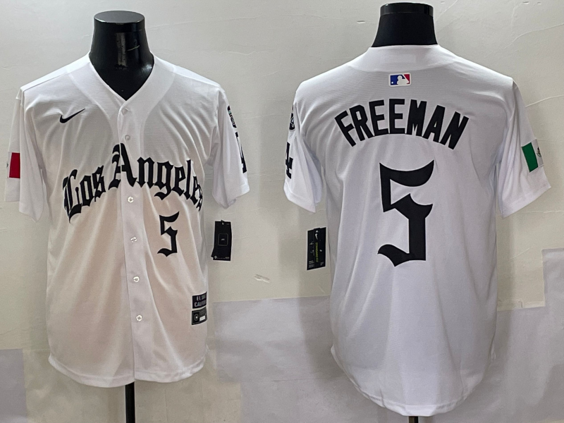 Men's Los Angeles Dodgers Freddie Freeman #5 White Team Player Jersey baseball jersey product view 1