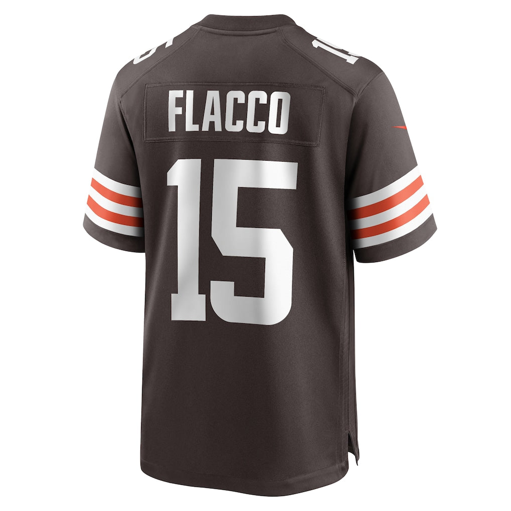 C.Browns #15 Joe Flacco Brown Team Game Jersey football jersey product view 1