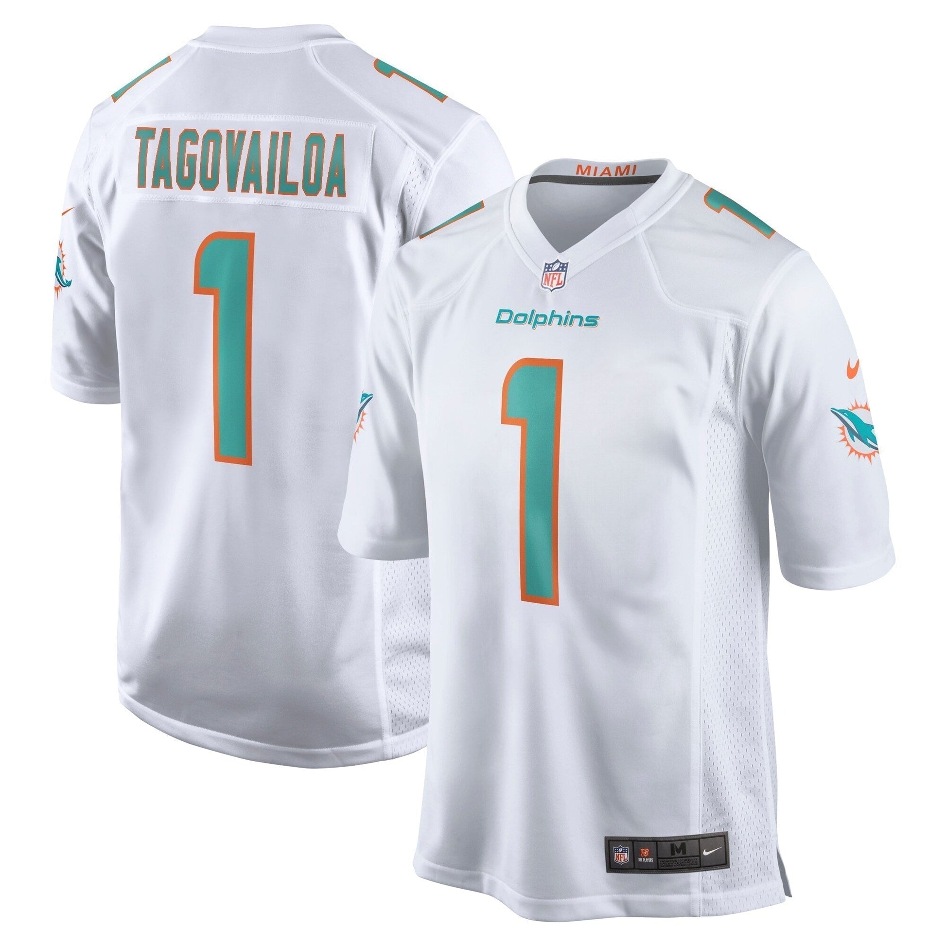Tua Tagovailoa Miami Dolphins Game Jersey - White football jersey product view 1