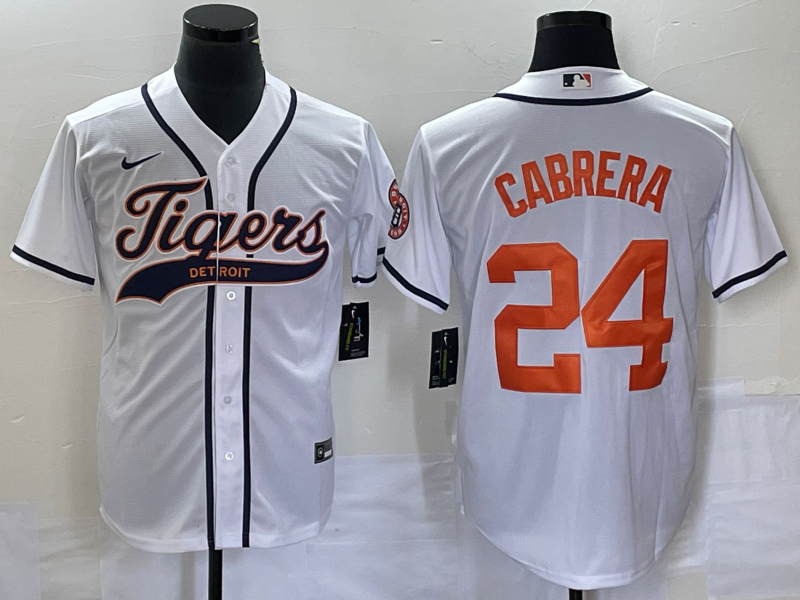 Men's Detroit Tigers Miguel Cabrera #24 White Replica Player Jersey Joint Edition baseball jersey product view 1