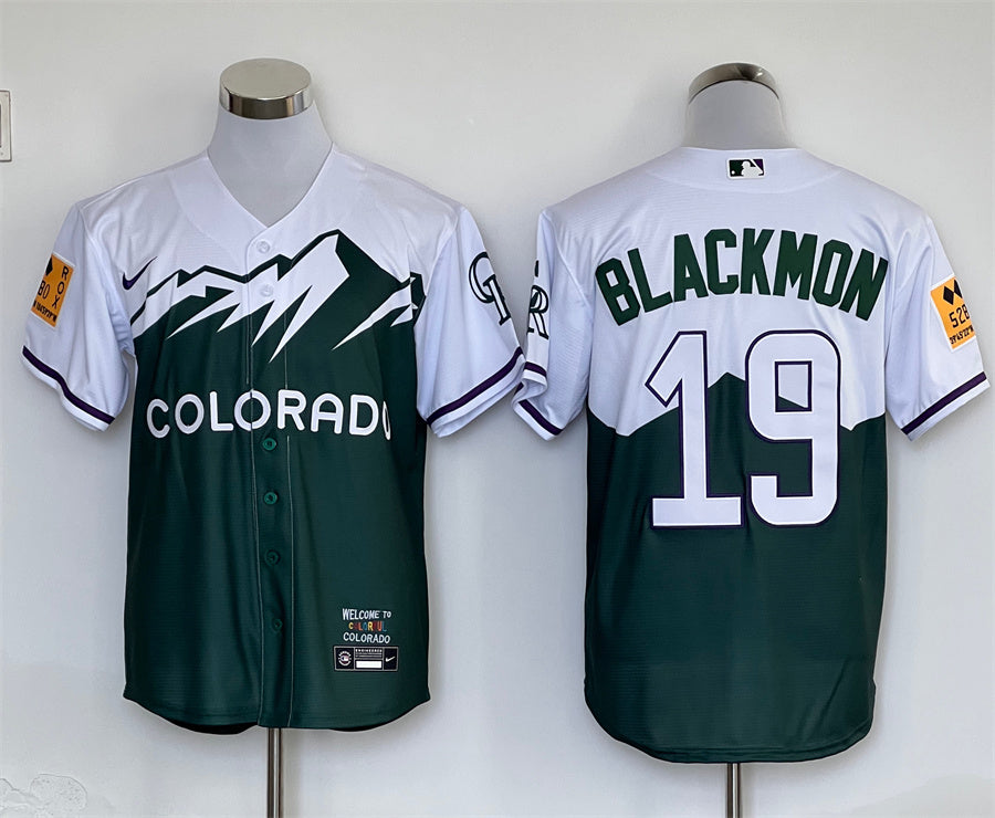 Men's Colorado Rockies Charlie Blackmon #19 Green City Connect Replica Player Jersey1 baseball jersey product view 1