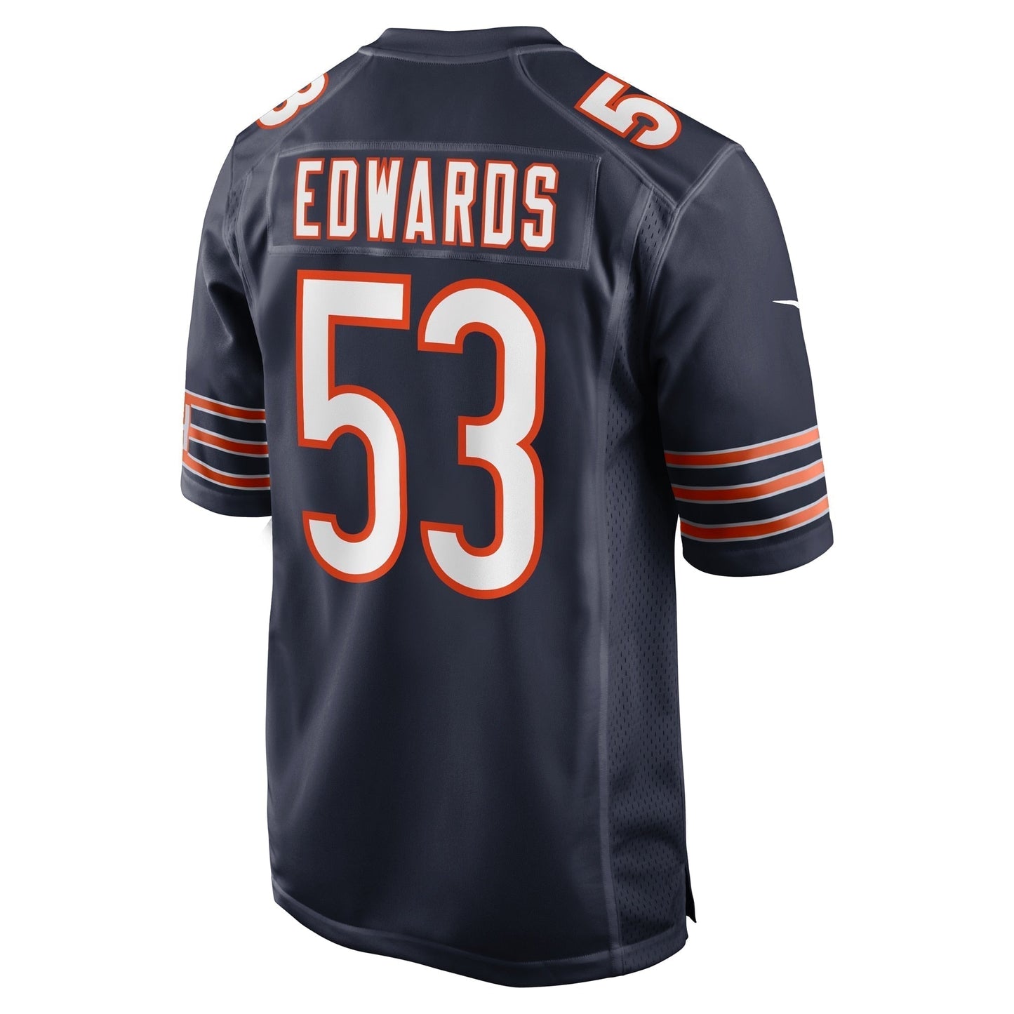 TJ Edwards Chicago Bears Game Jersey - Navy football jersey product view 3