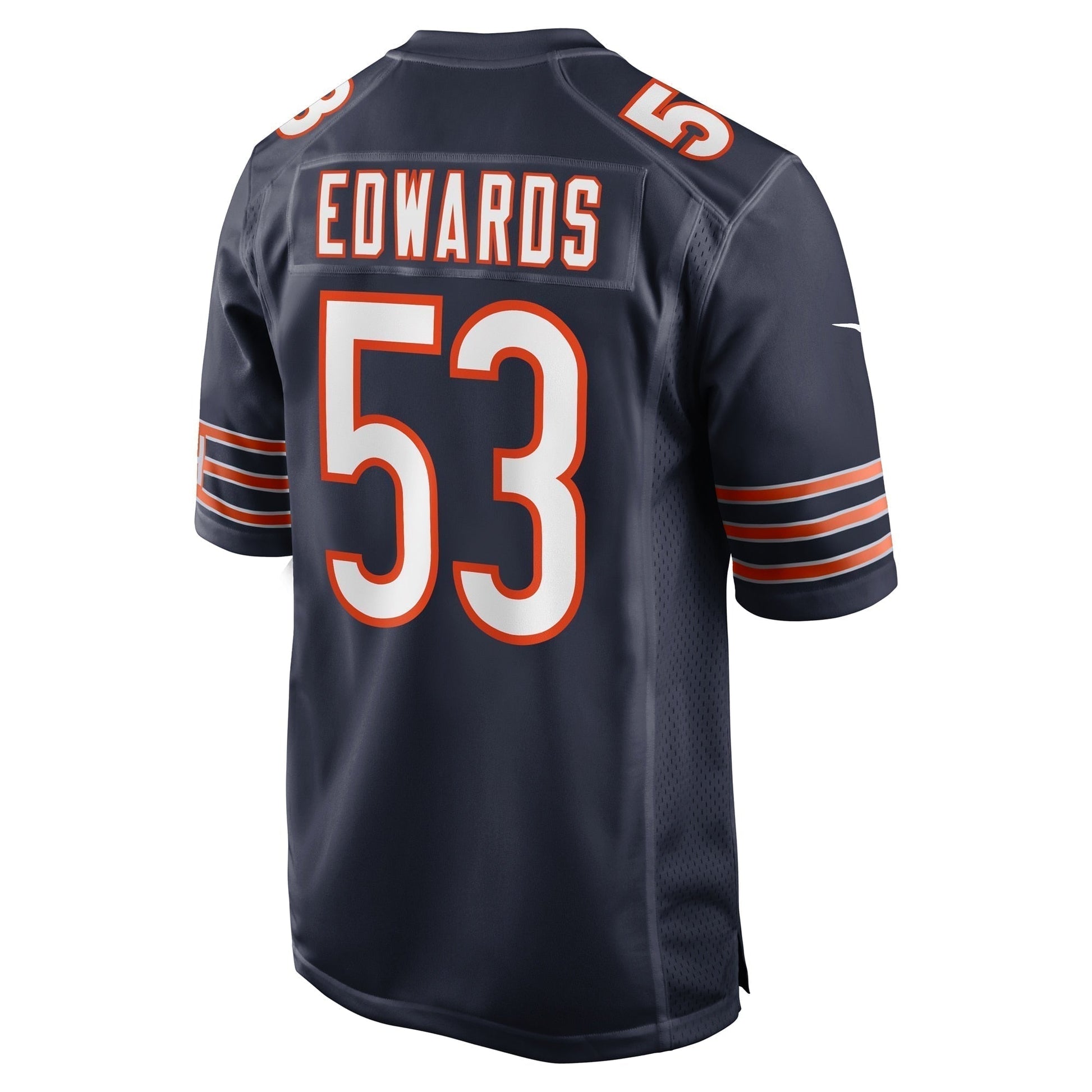 TJ Edwards Chicago Bears Game Jersey - Navy football jersey product view 3