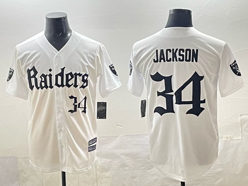 Men's Las Vegas Raiders Bo Jackson White Player Jersey football jersey product view 1